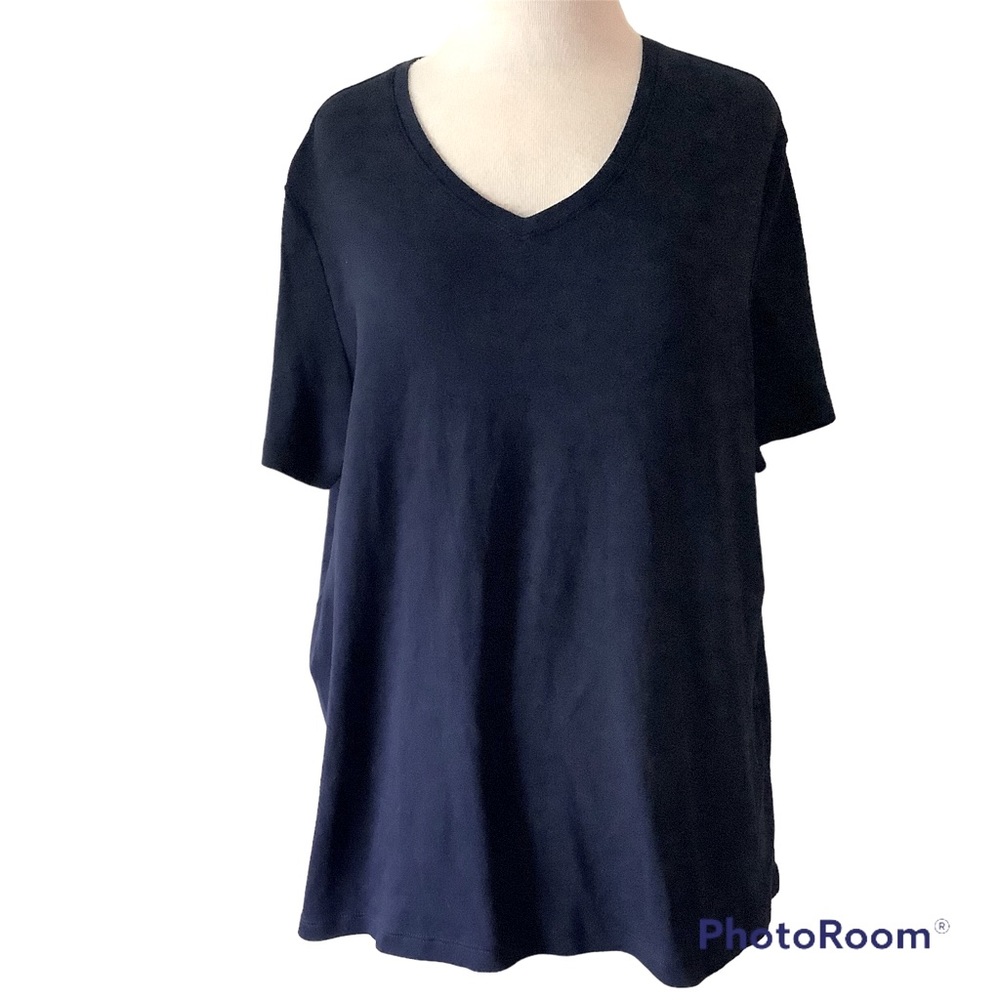 Kim Rodgers Navy Knit V Neck Tee Size XL